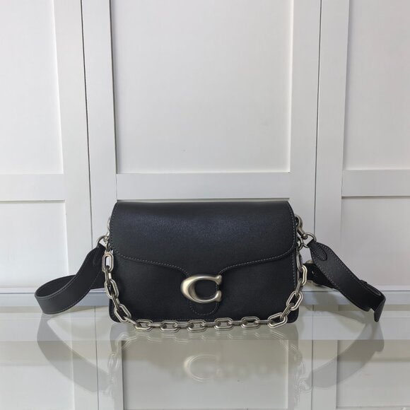 Coach Women's Chain Tabby Shoulder Bag Silver/Black - Picture 1 of 8